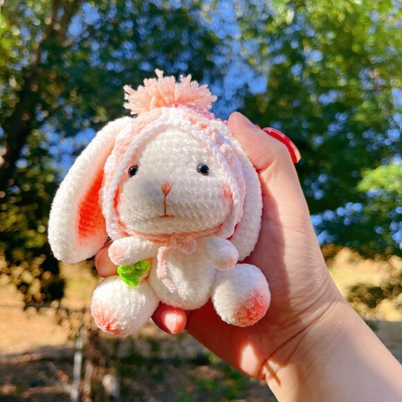 Bunny plush keychain Crochet Animal Bunny plush for girl's bag amigurumi Crochet - Picture 6 of 6